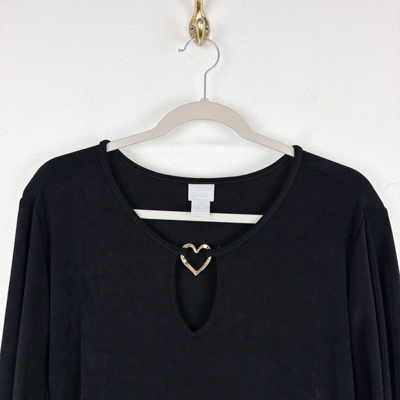 Chico’s Travelers Collection Black Long Sleeve Tunic Top Sz 3 (16/18) - Picture 4 of 6